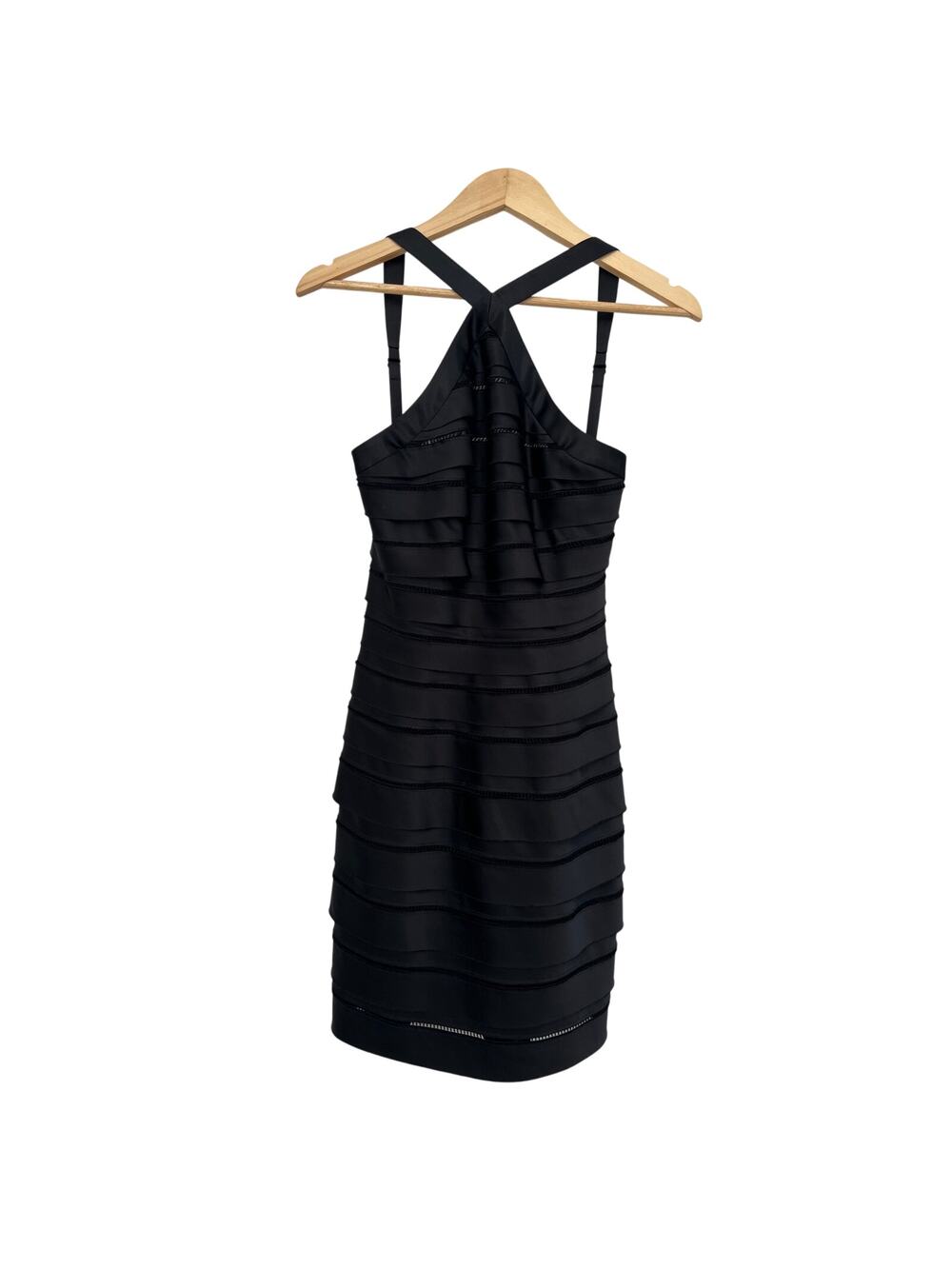 BCBG Halter Tiered Cocktail Shift Dress Womens 2 Black Y2K Event Punk Glam